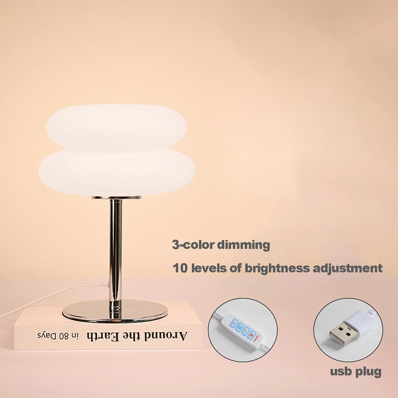Bauhaus Retro Mushroom Table Lamp - 9-Level Dimmable Ambient Light for Bedroom & Living Room