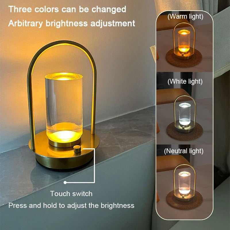 LED Cordless Table Lamp - Industrial Style for Outdoor, Camping & Bedroom Decor