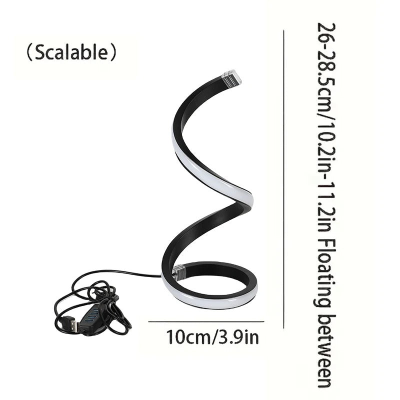 LED Spiral Table Lamp - Modern Design with 3-Speed Dimming & USB Power