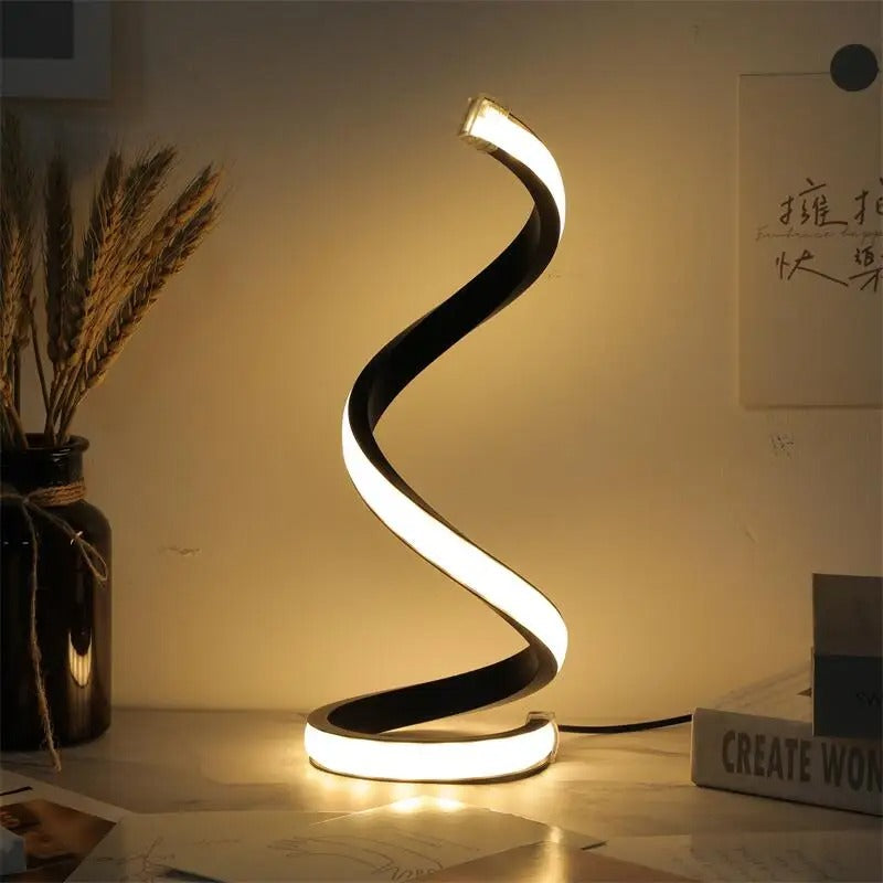 LED Spiral Table Lamp - Modern Design with 3-Speed Dimming & USB Power