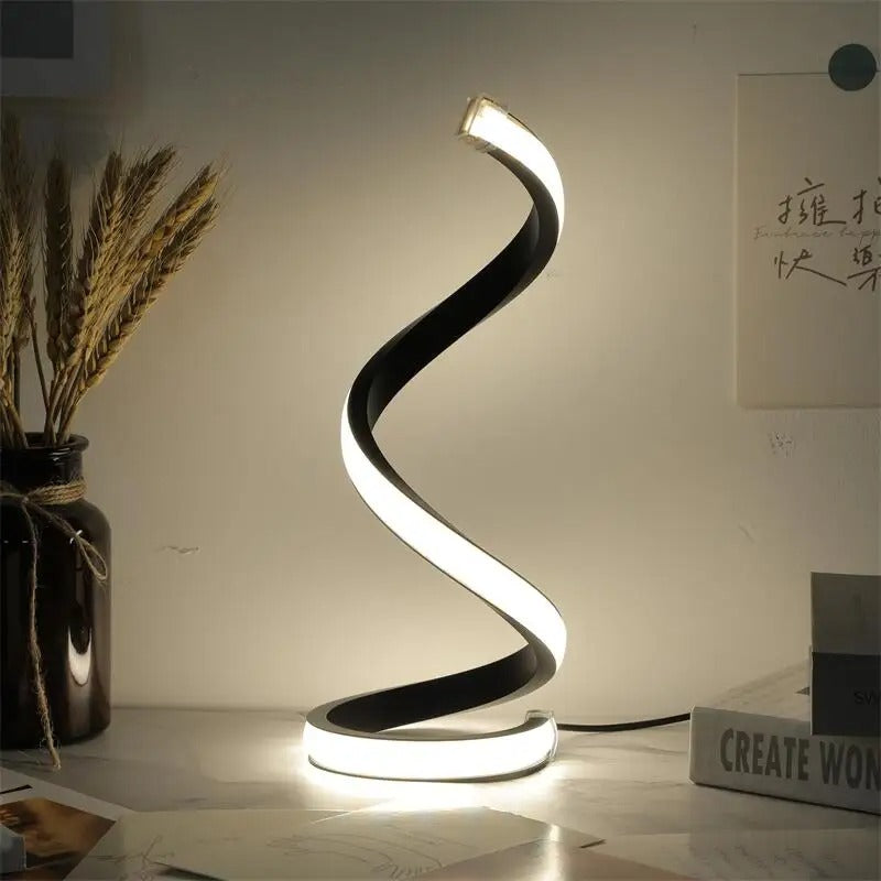 LED Spiral Table Lamp - Modern Design with 3-Speed Dimming & USB Power