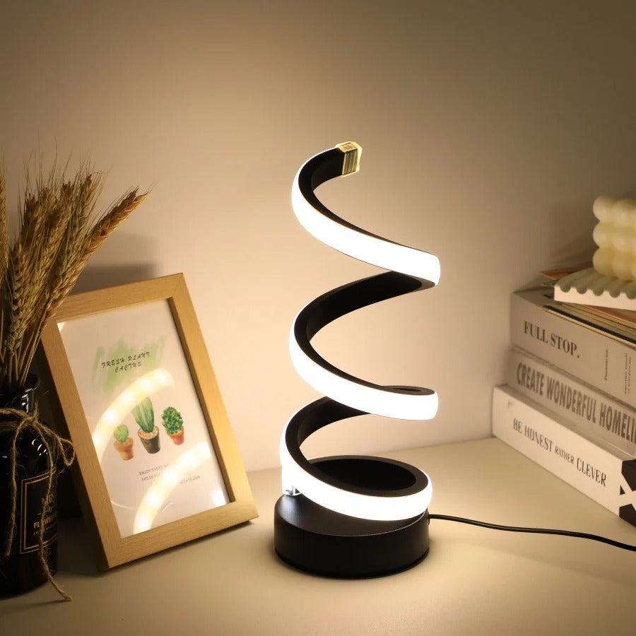 Modern S Desk Lamp - USB Powered, Tricolor LED Eye-Caring Light for Bedroom