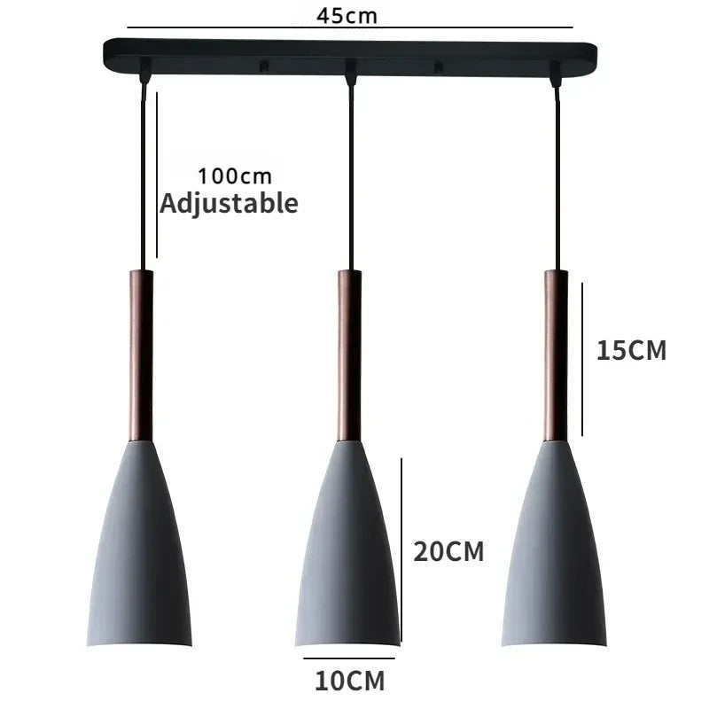 Nordic Macaron 3-Head Iron Pendant Light – Black, White, Grey Modern Minimalist Chandelier for Restaurant, Personality Lighting
