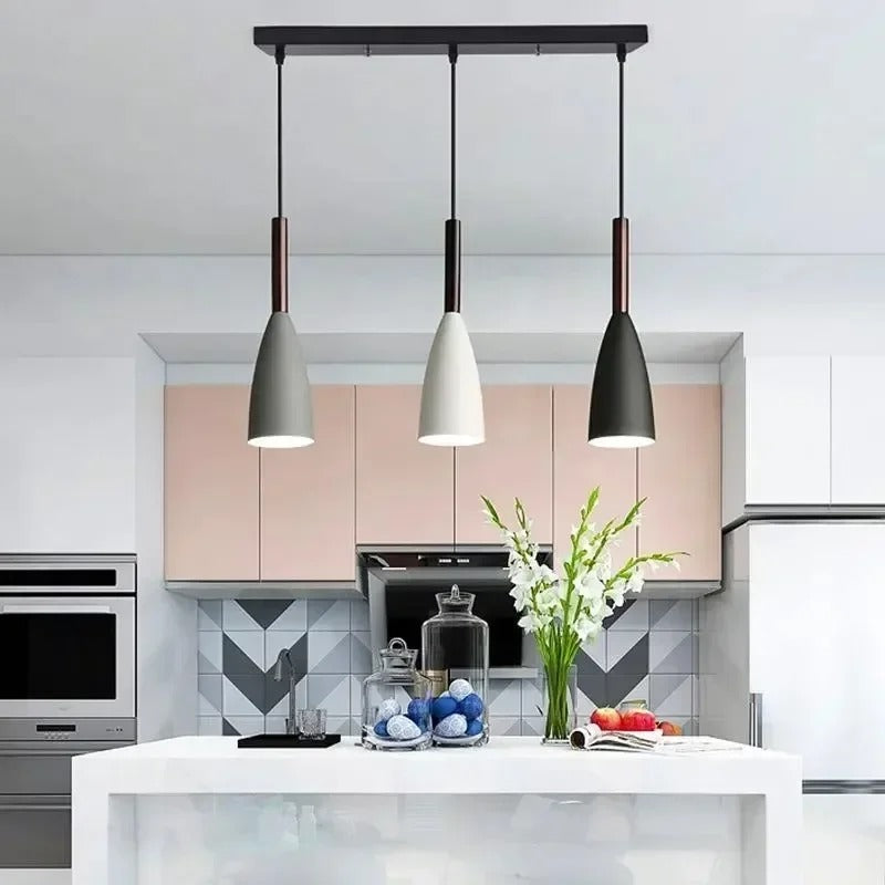 Nordic Macaron 3-Head Iron Pendant Light – Black, White, Grey Modern Minimalist Chandelier for Restaurant, Personality Lighting
