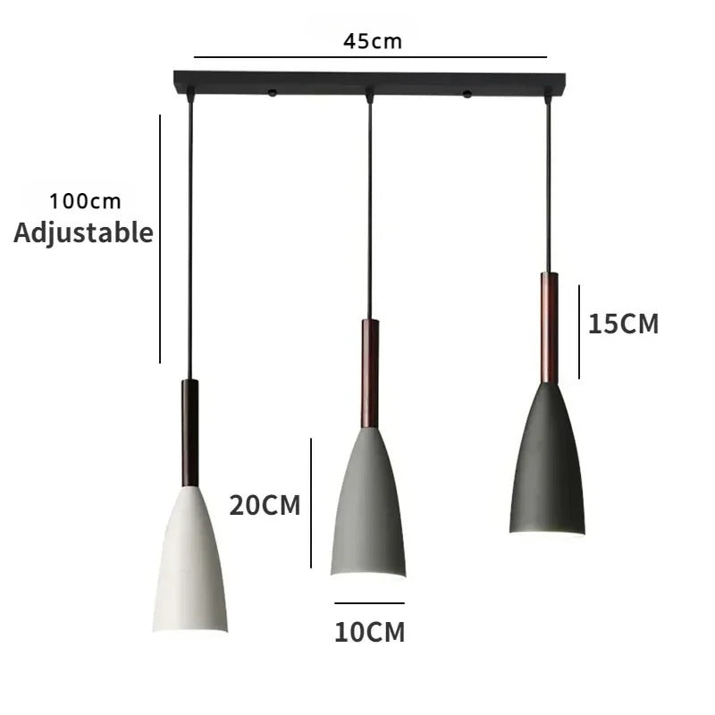 Nordic Macaron 3-Head Iron Pendant Light – Black, White, Grey Modern Minimalist Chandelier for Restaurant, Personality Lighting