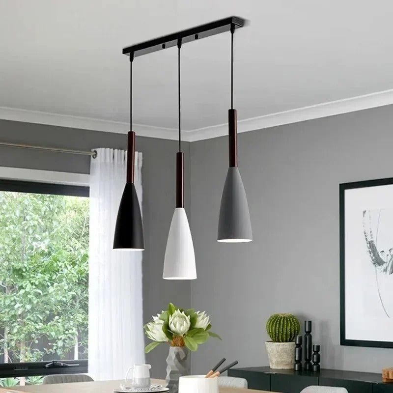 Nordic Macaron 3-Head Iron Pendant Light – Black, White, Grey Modern Minimalist Chandelier for Restaurant, Personality Lighting