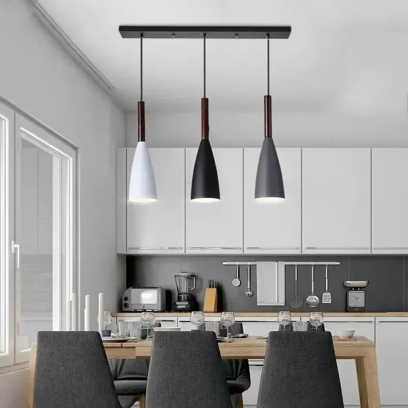 Nordic Macaron 3-Head Iron Pendant Light – Black, White, Grey Modern Minimalist Chandelier for Restaurant, Personality Lighting