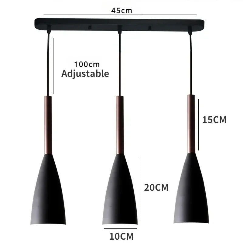 Nordic Macaron 3-Head Iron Pendant Light – Black, White, Grey Modern Minimalist Chandelier for Restaurant, Personality Lighting