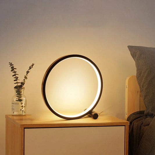 LED Dimmable Table Lamp - Black/White Round Desk & Bedside Light