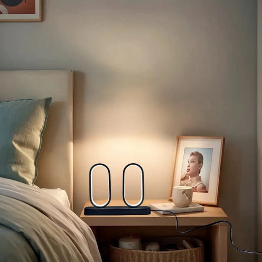 Creative Dual-Iron USB Table Lamp - Tricolor Nightlight for Bedroom Decor