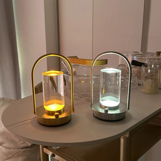 LED Cordless Table Lamp - Industrial Style for Outdoor, Camping & Bedroom Decor