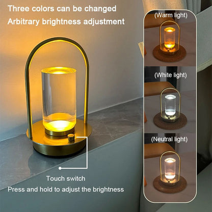 LED Cordless Table Lamp - Industrial Style for Outdoor, Camping & Bedroom Decor