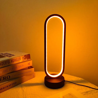 LED Ring Bedside Lamp - Three-Color Dimming Night Light for Bedroom & Living Room