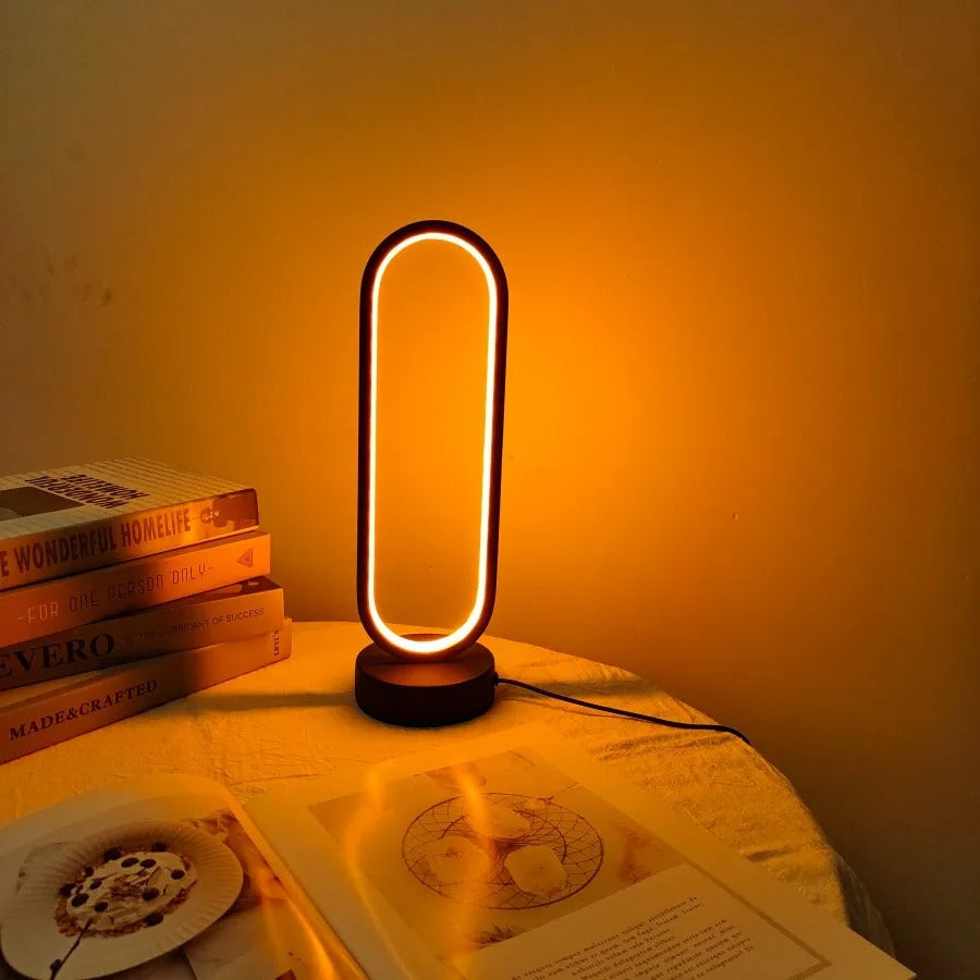 LED Ring Bedside Lamp - Three-Color Dimming Night Light for Bedroom & Living Room