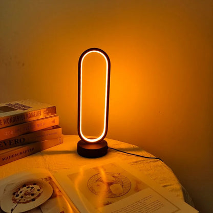 LED Ring Bedside Lamp - Three-Color Dimming Night Light for Bedroom & Living Room