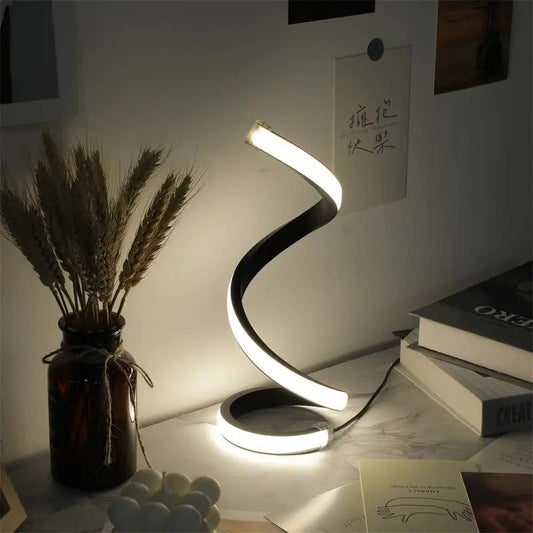 LED Spiral Table Lamp - Modern Design with 3-Speed Dimming & USB Power