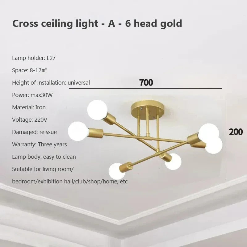 Modern LED Ceiling Light Chandelier – Minimalist Black, White, Golden Fixture for Bedroom, Living Room, Dining Room Decor