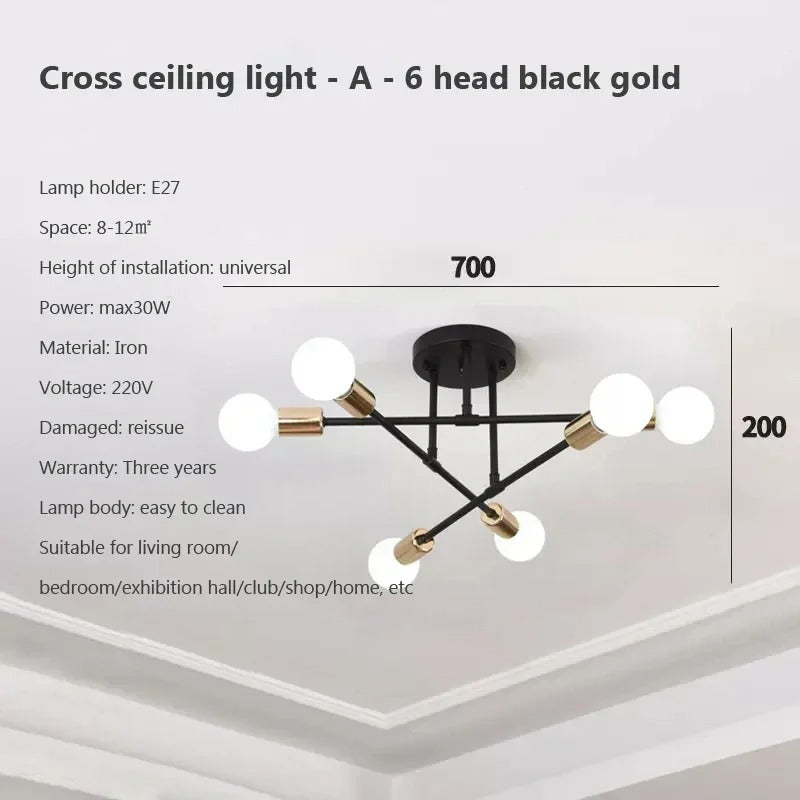 Modern LED Ceiling Light Chandelier – Minimalist Black, White, Golden Fixture for Bedroom, Living Room, Dining Room Decor