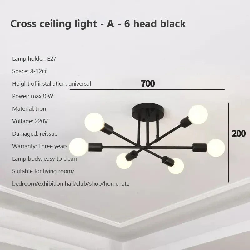 Modern LED Ceiling Light Chandelier – Minimalist Black, White, Golden Fixture for Bedroom, Living Room, Dining Room Decor