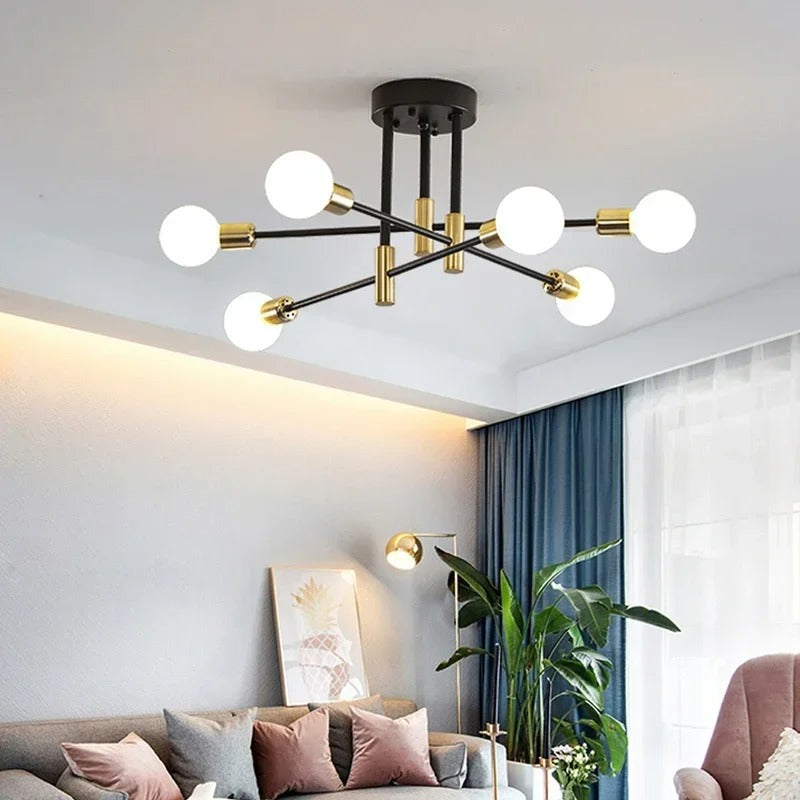 Modern LED Ceiling Light Chandelier – Minimalist Black, White, Golden Fixture for Bedroom, Living Room, Dining Room Decor