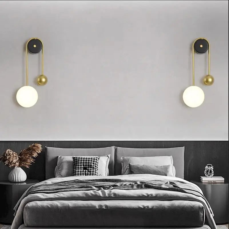 Modern LED Wall Lamp – Creative Golden Ball Light Fixture for Kitchen, Living Room, Bedroom, Bathroom, and Nordic Bedside Decor