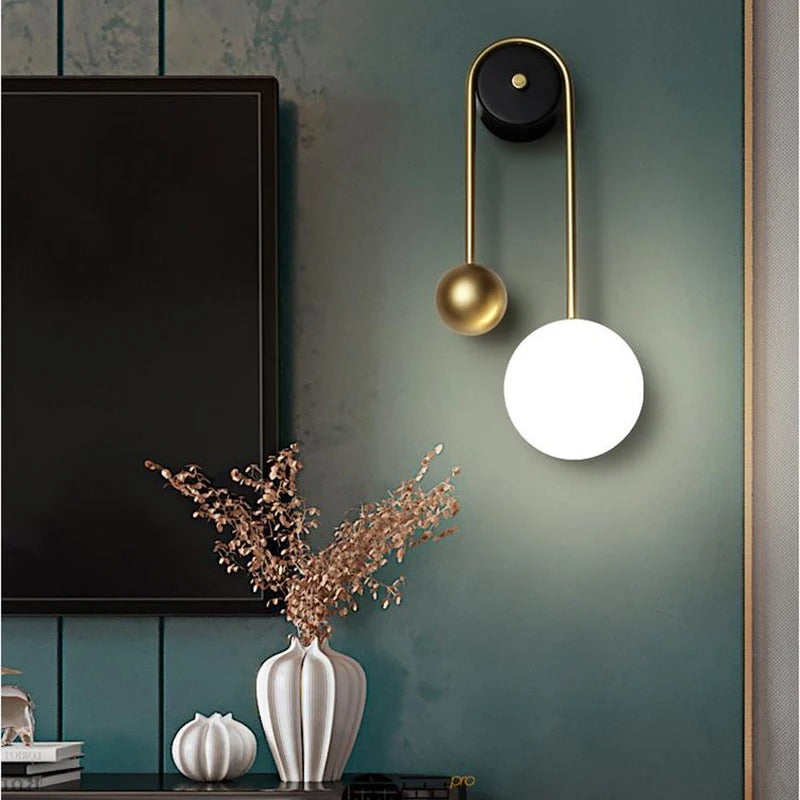 Modern LED Wall Lamp – Creative Golden Ball Light Fixture for Kitchen, Living Room, Bedroom, Bathroom, and Nordic Bedside Decor