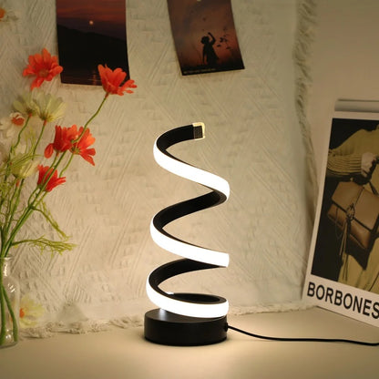 Modern S Desk Lamp - USB Powered, Tricolor LED Eye-Caring Light for Bedroom