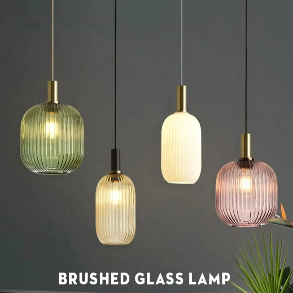 Nordic Minimalist Glass LED Pendant Lamp - Japanese Style for Dining Room, Kitchen, Bedside & Home Decor