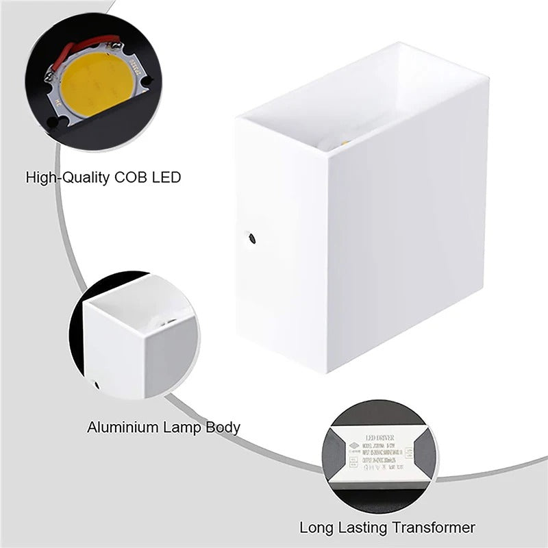 Sleek Up & Down LED Wall Light - 6W/12W Aluminum Fixture for Indoor Decor