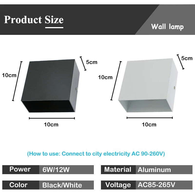 Sleek Up & Down LED Wall Light - 6W/12W Aluminum Fixture for Indoor Decor