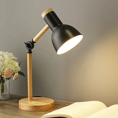 Wooden Nordic LED Table Lamp – Creative Adjustable Bedside Desk Light, Eye Protection for Reading & Bedroom Study, E27