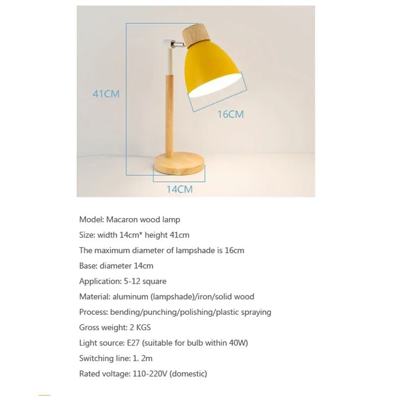 Wooden Nordic LED Table Lamp – Creative Adjustable Bedside Desk Light, Eye Protection for Reading & Bedroom Study, E27