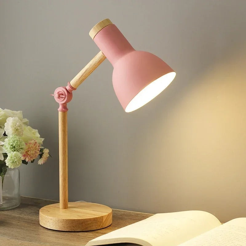 Wooden Nordic LED Table Lamp – Creative Adjustable Bedside Desk Light, Eye Protection for Reading & Bedroom Study, E27