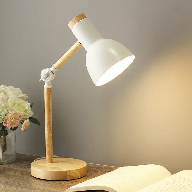 Wooden Nordic LED Table Lamp – Creative Adjustable Bedside Desk Light, Eye Protection for Reading & Bedroom Study, E27