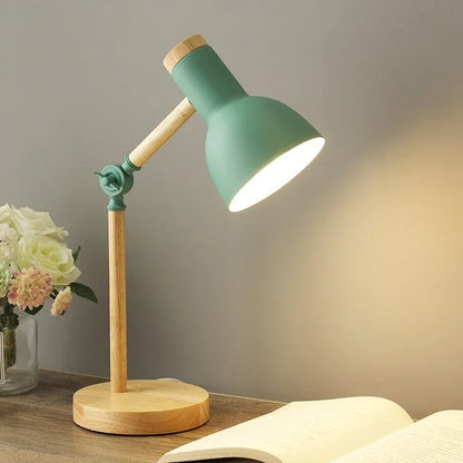 Wooden Nordic LED Table Lamp – Creative Adjustable Bedside Desk Light, Eye Protection for Reading & Bedroom Study, E27