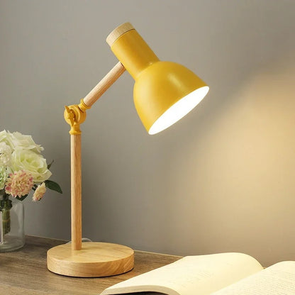 Wooden Nordic LED Table Lamp – Creative Adjustable Bedside Desk Light, Eye Protection for Reading & Bedroom Study, E27